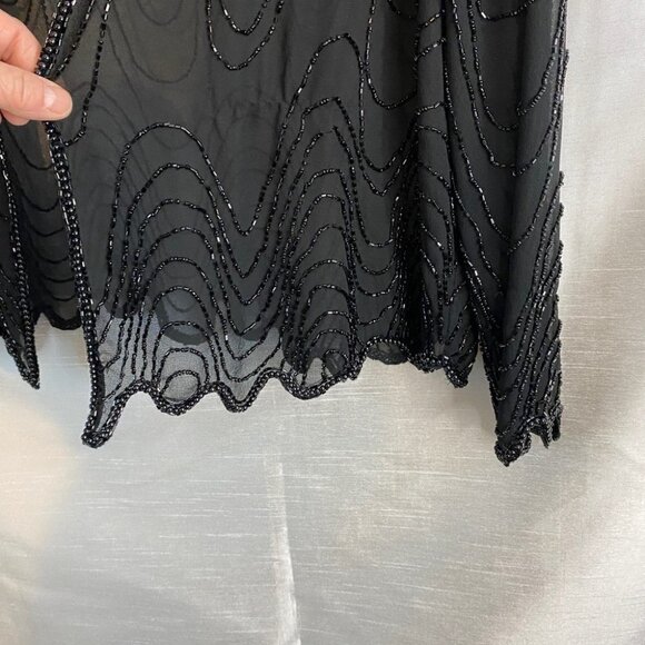 Vintage JMC New  York Black Hand Beaded Sheer Jacket Ladies M - Picture 8 of 12